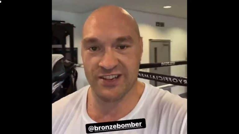Image: Tyson Fury looking angry sending a message to Deontay Wilder