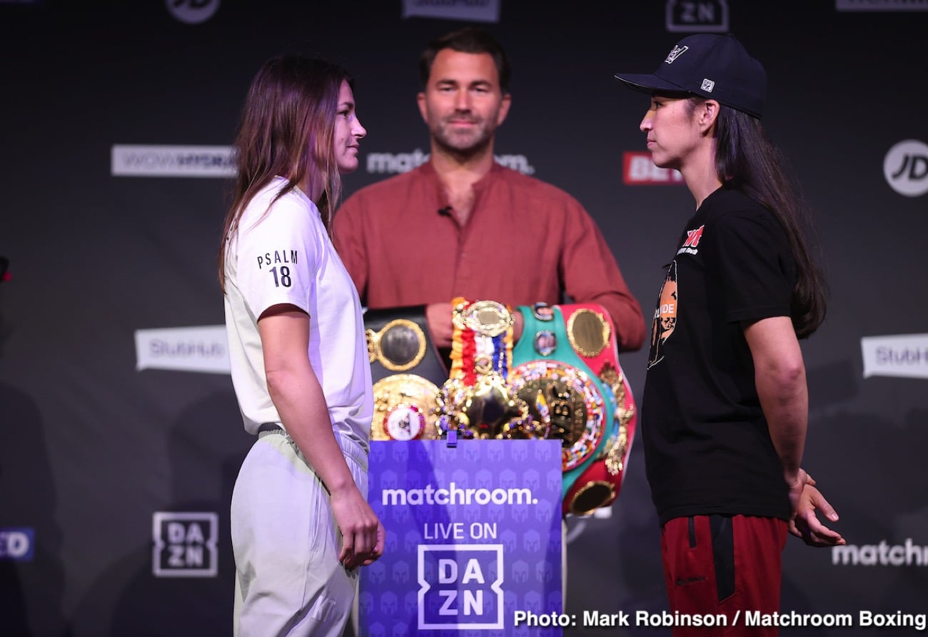 Image: Mauricio Lara and Josh Warrington have intense face-off at weigh-in