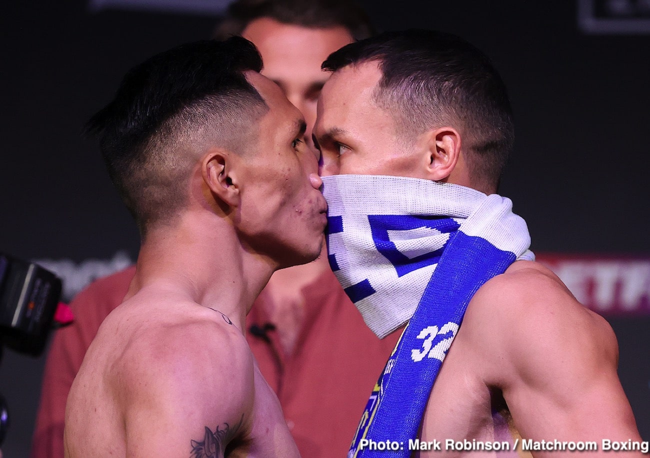 Image: Mauricio Lara and Josh Warrington have intense face-off at weigh-in