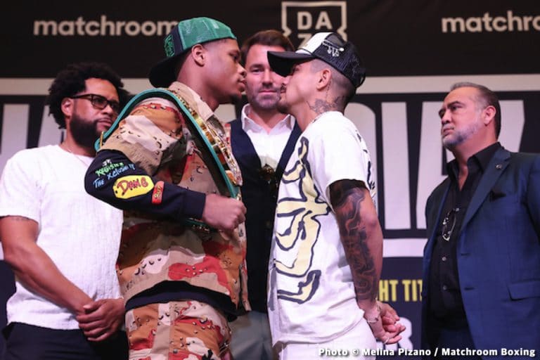 Image: Haney vs. Diaz Jr. heated exchange during pre-fight press conference
