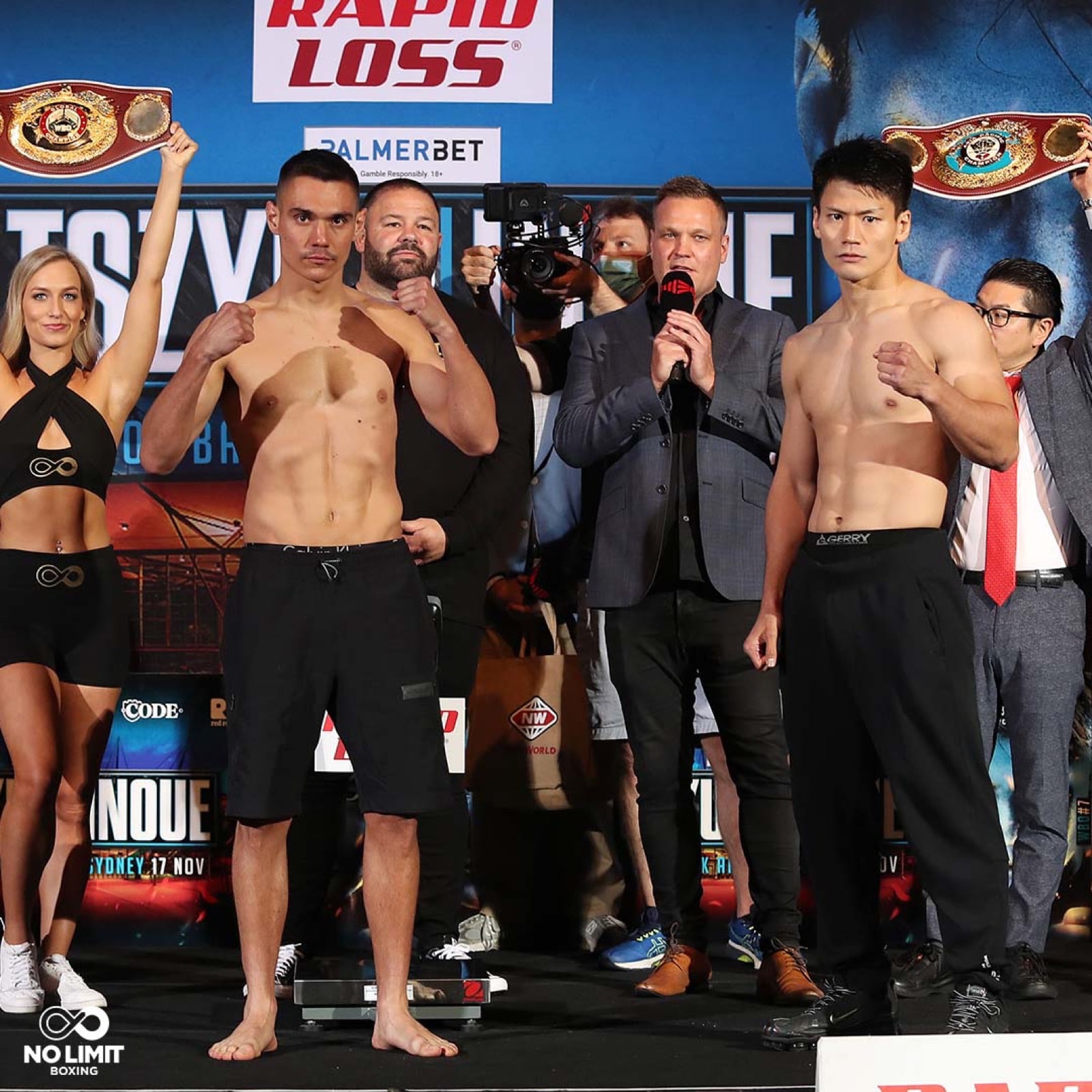 Image: Tim Tszyu 153 1/4 vs. Takeshi Inoue 153 1/2 - weigh-in results for Wednesday