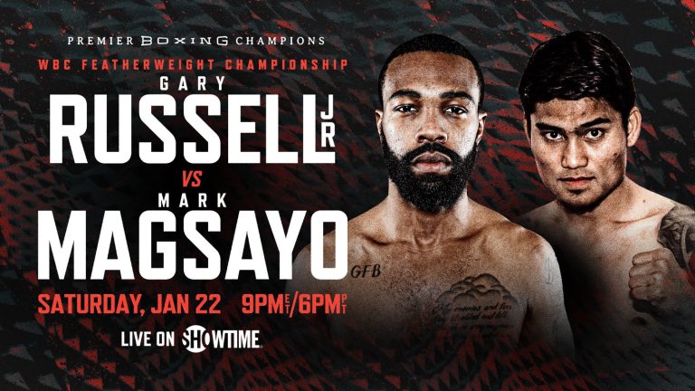 Image: Gary Russell Jr. defending against Mark Magsayo this Saturday, Jan.22 in Atlantic City