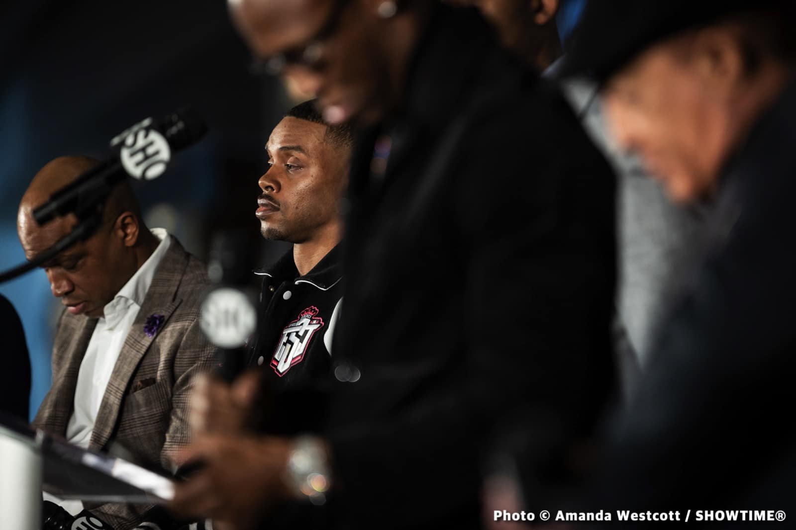 Image: Errol Spence buttering up Keith Thurman with compliments