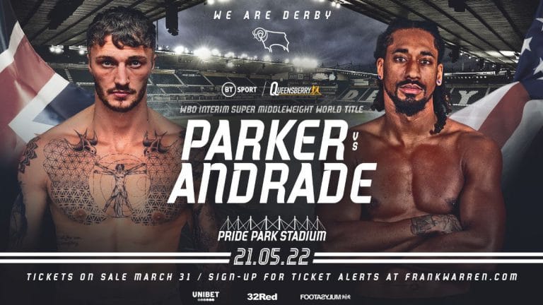 Image: Demetrius Andrade fights Zach Parker on May 21st at Pride Park Stadium