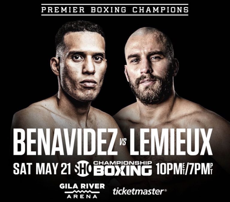 Image: David Benavidez fights David Lemieux on May 21st in Glendale, Arizona