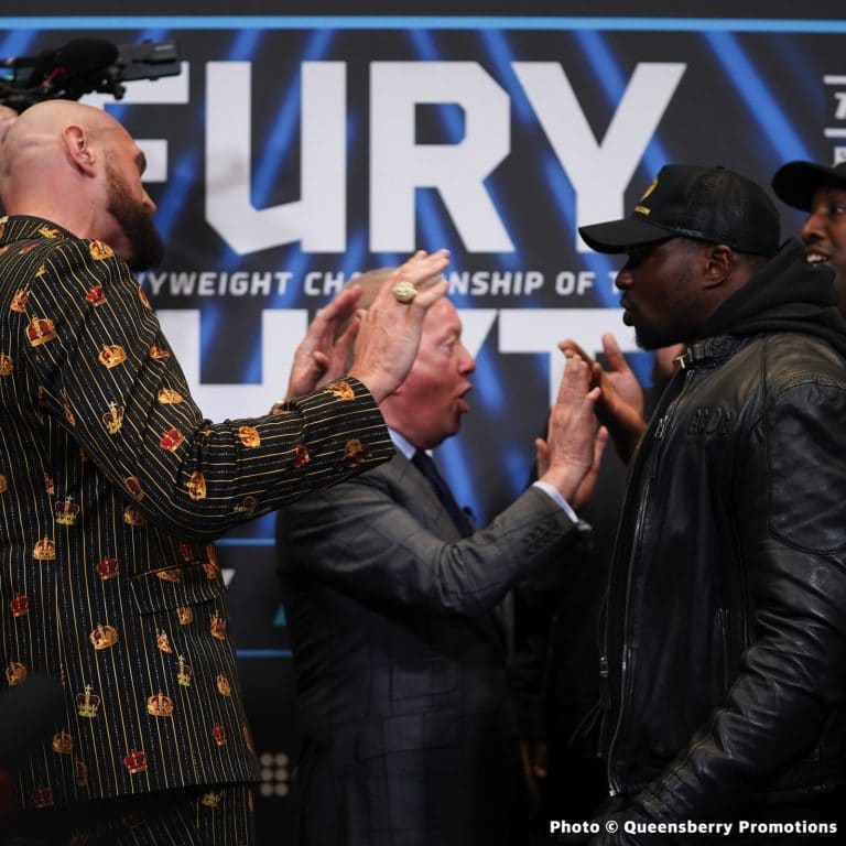 Image: Dillian Whyte talks John Fury in his face-off: "My man's 600 years old and he's stepping forward"