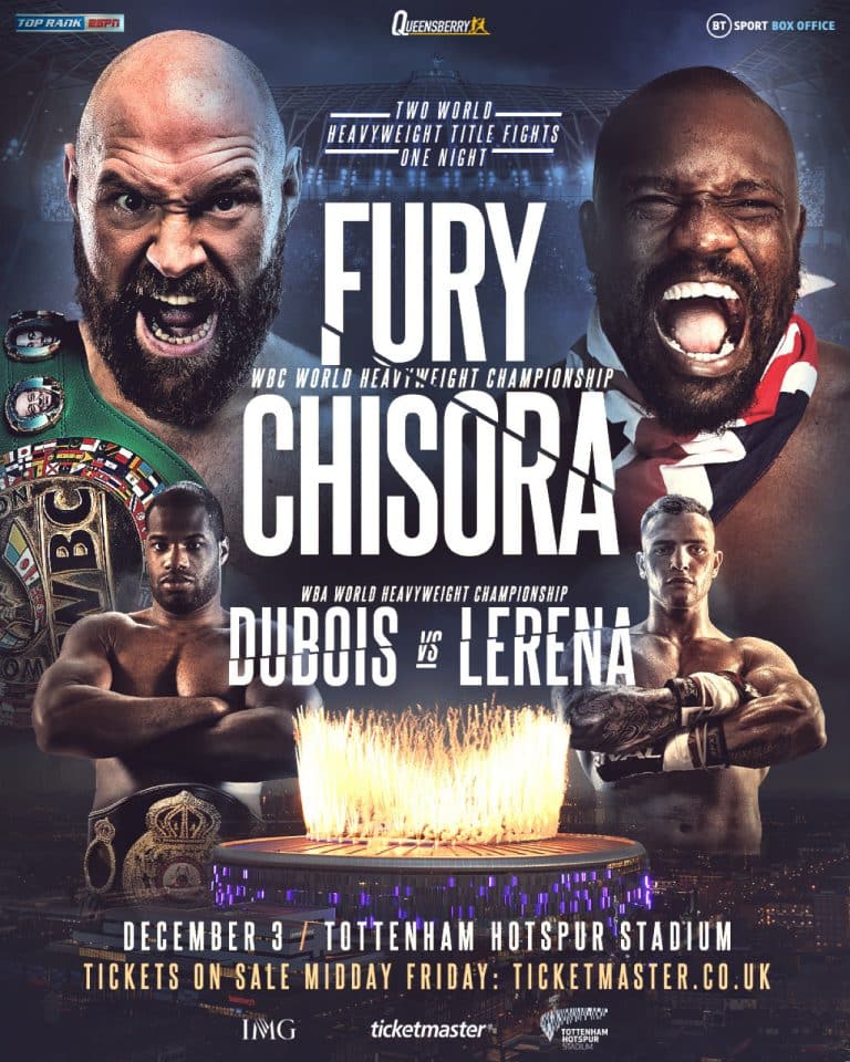 Image: OFFICIAL: Fury vs Chisora on Dec. 3. At Tottenham Hotspur Stadium