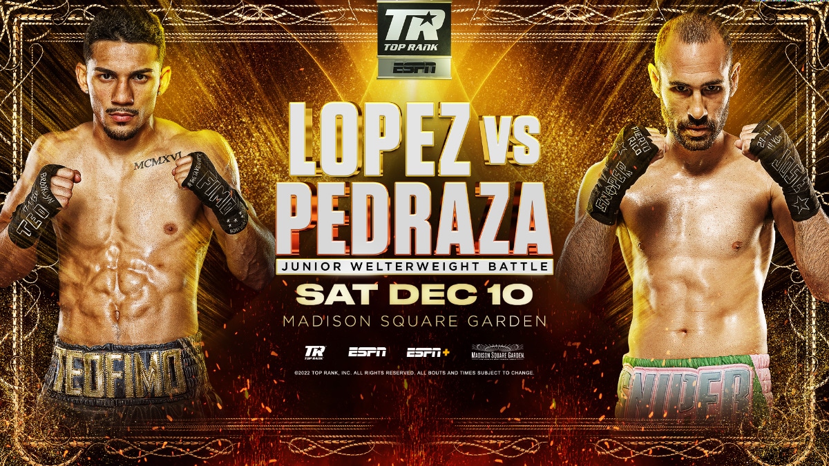 Image: Teofimo Lopez battles Jose Pedraza on December 10th in New York