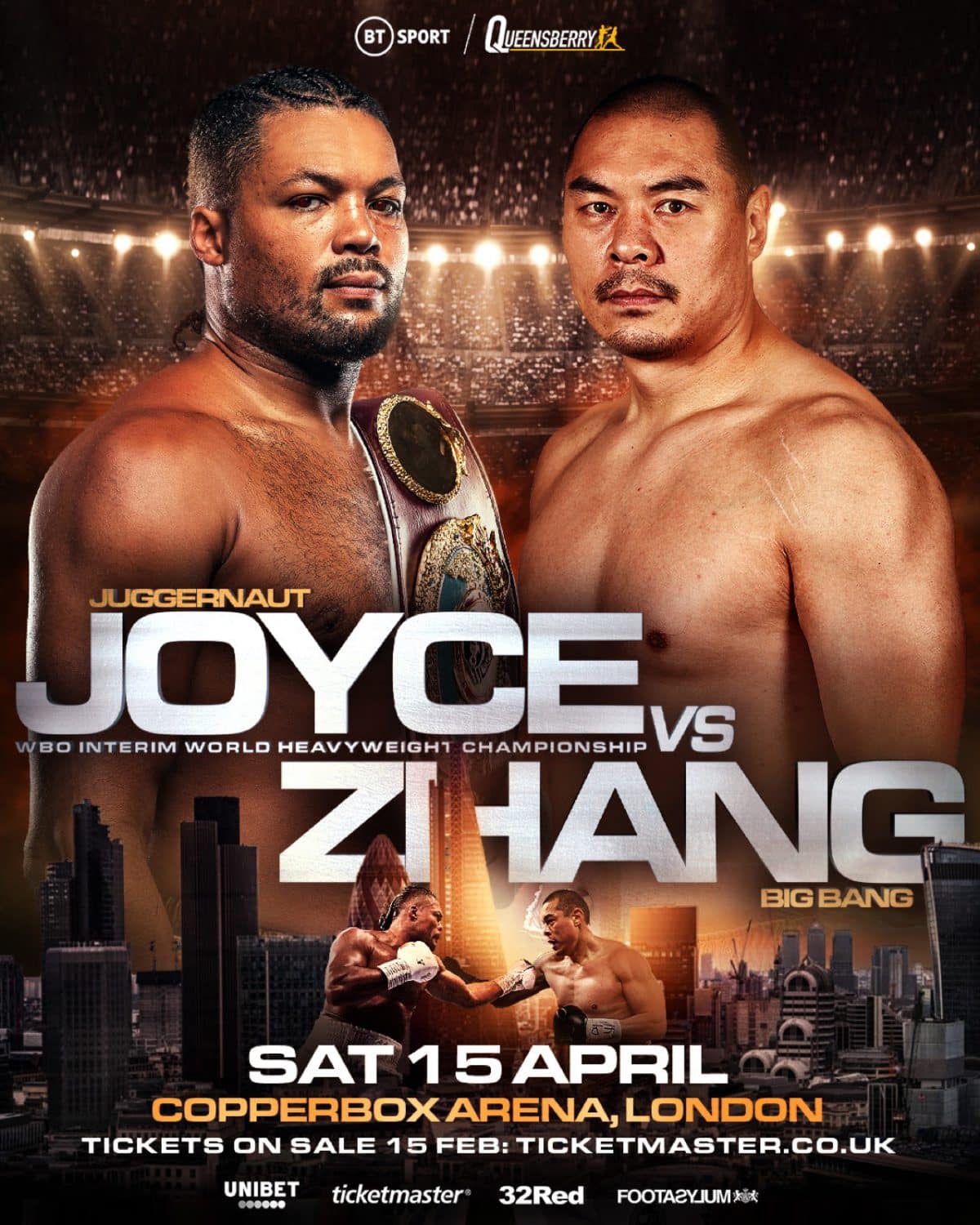 Image: Joe Joyce battles Zhilei Zhang on April 15th in London on BT Sport