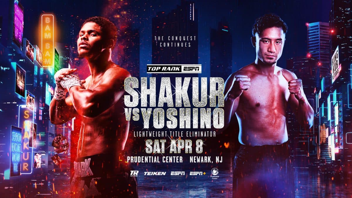 Image: Shakur Stevenson battles Shuichiro Yoshino on April 8th on ESPN from Newark, New Jersey