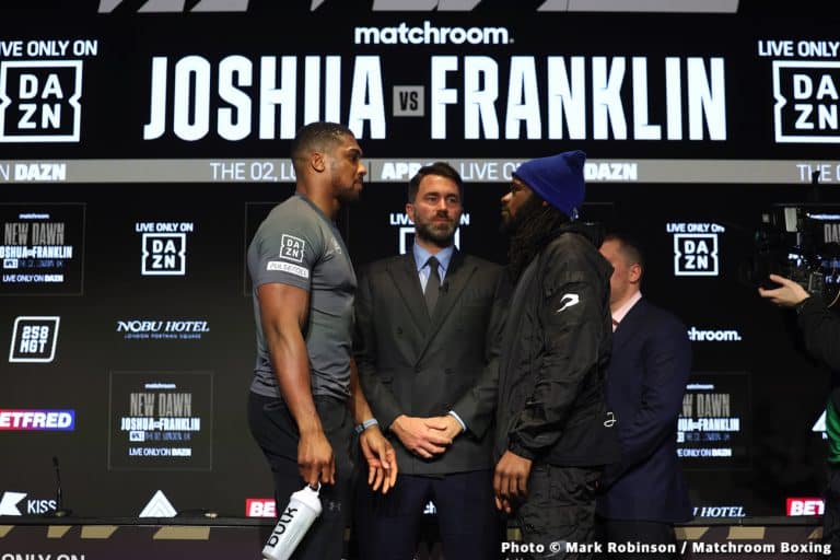 Image: Joshua's career doesn't have to end when he loses on Saturday says Franklin's coach