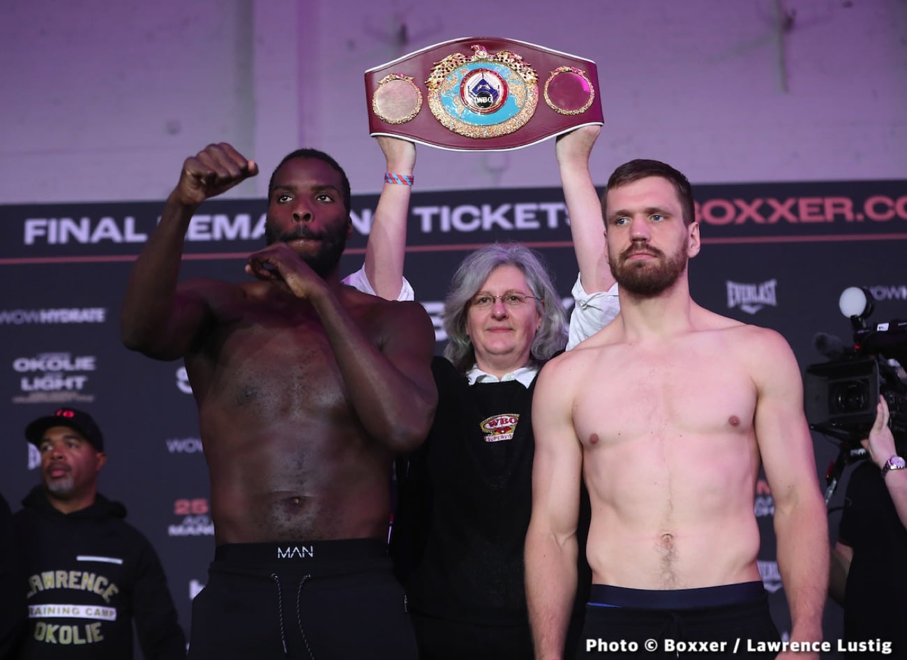 Image: Lawrence Okolie - David Light - weights for Saturday's fight on Sky Sports