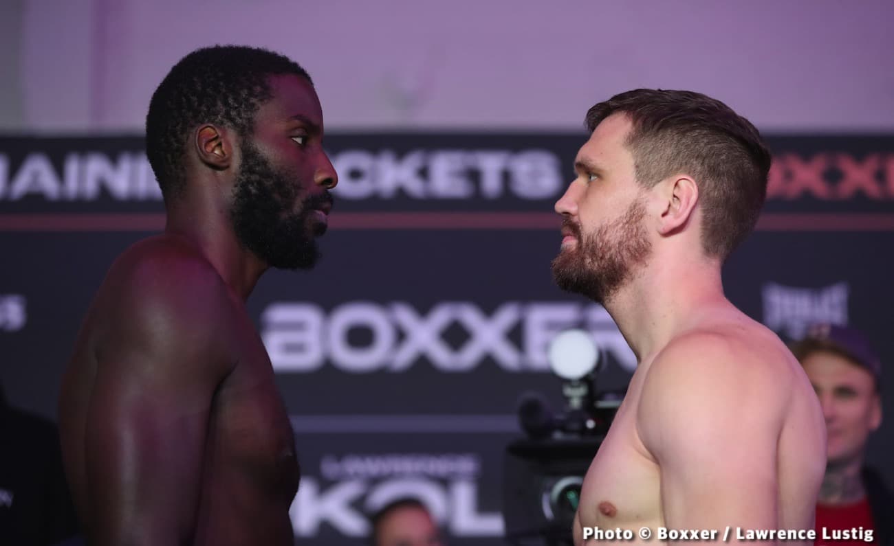 Image: Lawrence Okolie - David Light - weights for Saturday's fight on Sky Sports