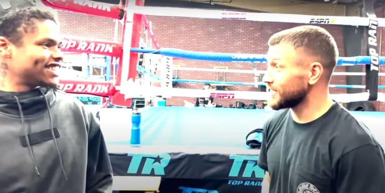 Image: Shakur Stevenson and Vasyl Lomachenko meet at Top Rank gym, Haney fight looming for Loma