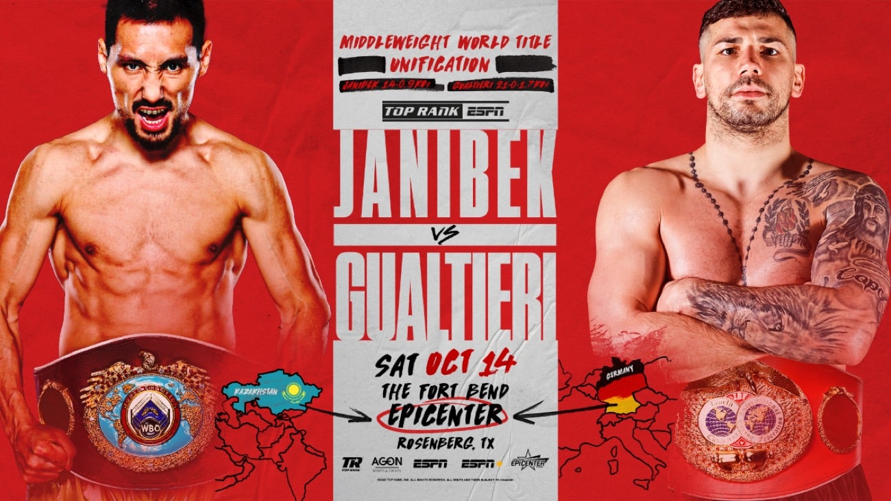 Image: Janibek Alimkhanuly meets Vincenzo Gualtieri in unification contest this Saturday night in Texas