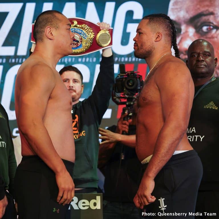 Image: Zhilei Zhang 287.2 vs. Joe Joyce 281- weigh-in results for Saturday night on DAZN from London