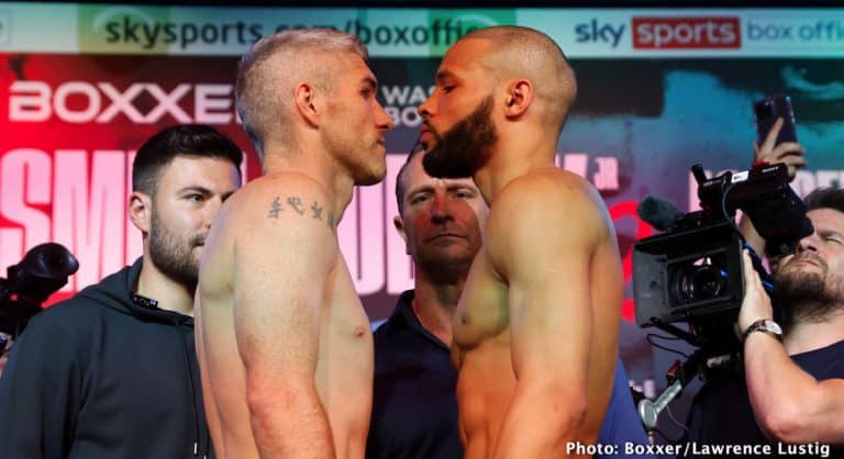 Image: Liam Smith 160 vs. Chris Eubank Jr 159.3 - weigh-in results for Saturday night