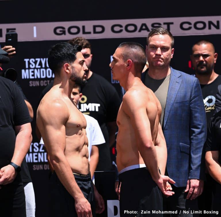 Image: Tim Tszyu 153 vs. Brian Mendoza 154 - weigh-in results for tonight's fight on Showtime