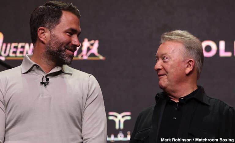 Image: Boxing Bosses Unite: Warren & Hearn discuss Saudi spectacle in Day of Reckoning card