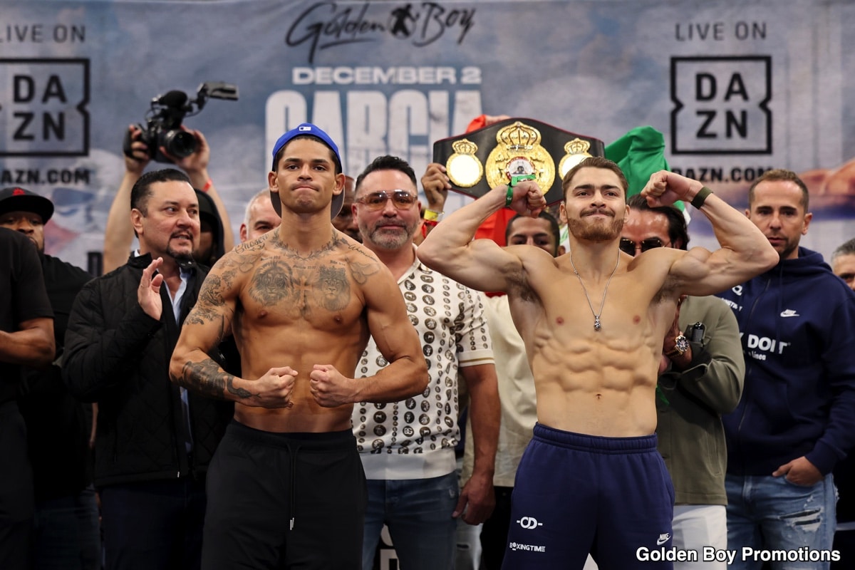 Image: Ryan Garcia 143 vs. Oscar Duarte 142.8 - weigh-in results for Saturday on DAZN