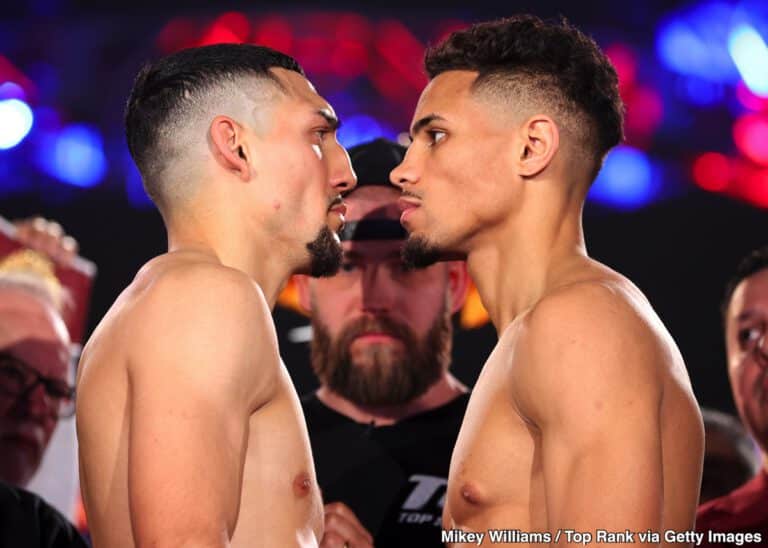 Image: Teofimo Lopez 139.6 vs. Jamaine Ortiz 139.6 - Weigh-in Results for Thursday on ESPN