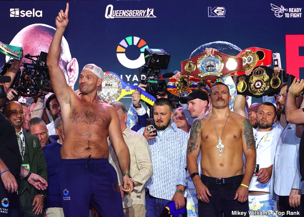 Image: Tyson Fury 262 vs. Oleksandr Usyk 223 1/2 - Weigh-in Results for Saturday