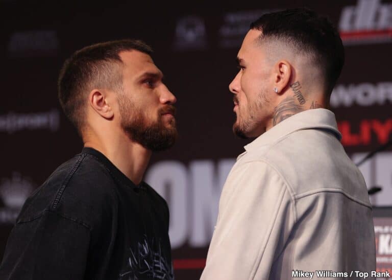 Image: Tense Face-Off Hints at Kambosos - Lomachenko Fireworks