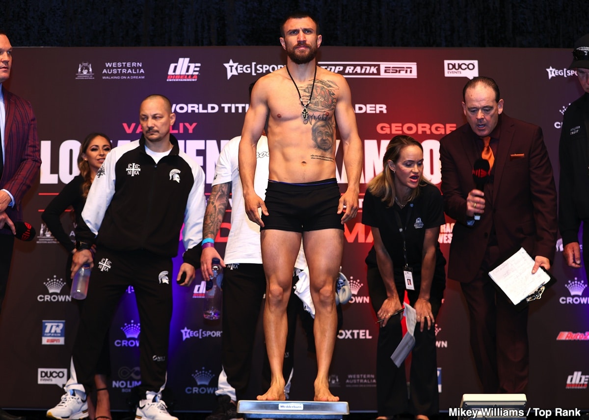 Image: Kambosos 134.25 vs. Lomachenko 134.9 - Weigh-in Results for ESPN on Saturday