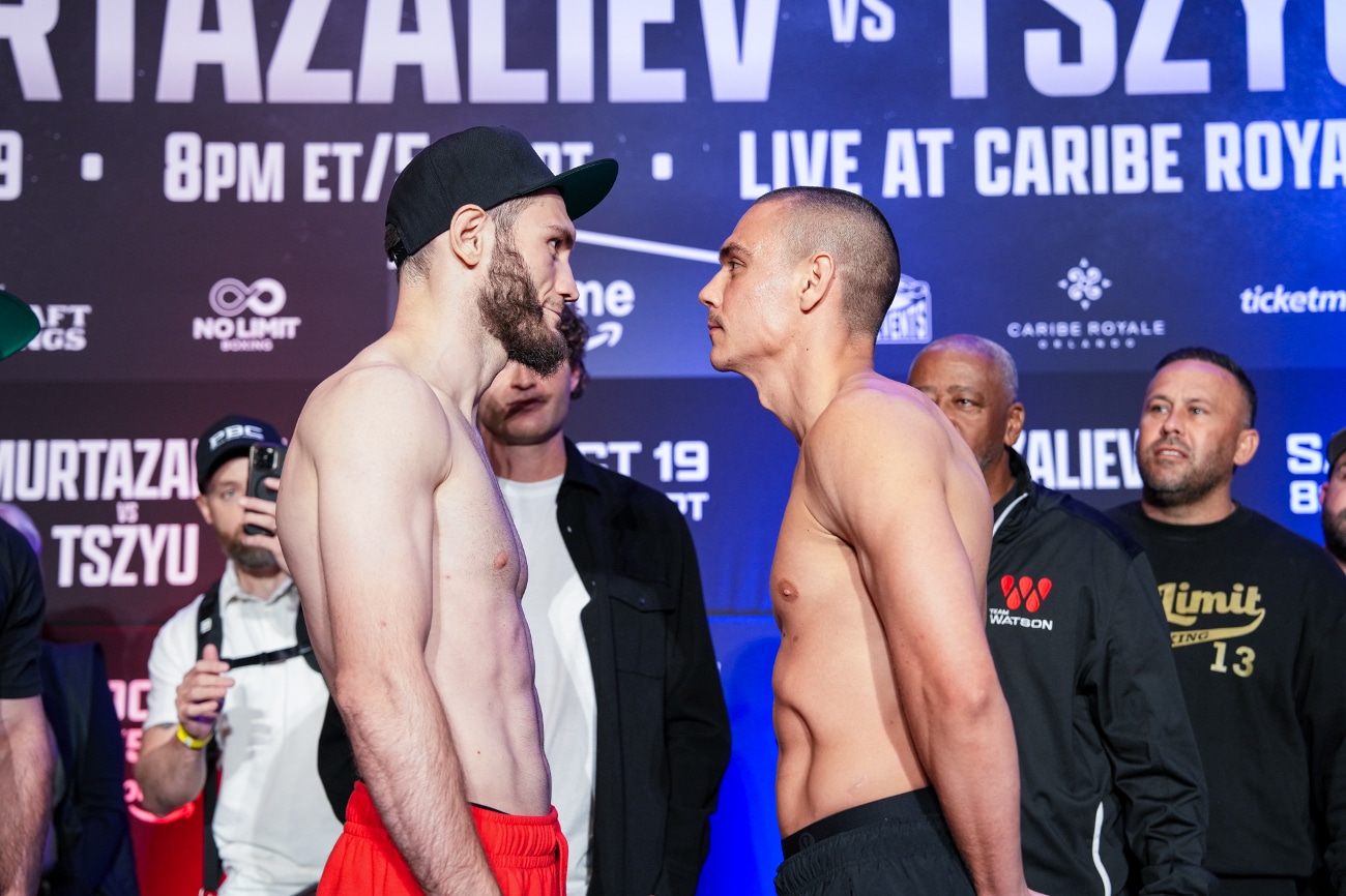 Image: Tim Tszyu 153.4 vs Bakhram Murtazaliev 152.8 - Weigh-in Results for Saturday