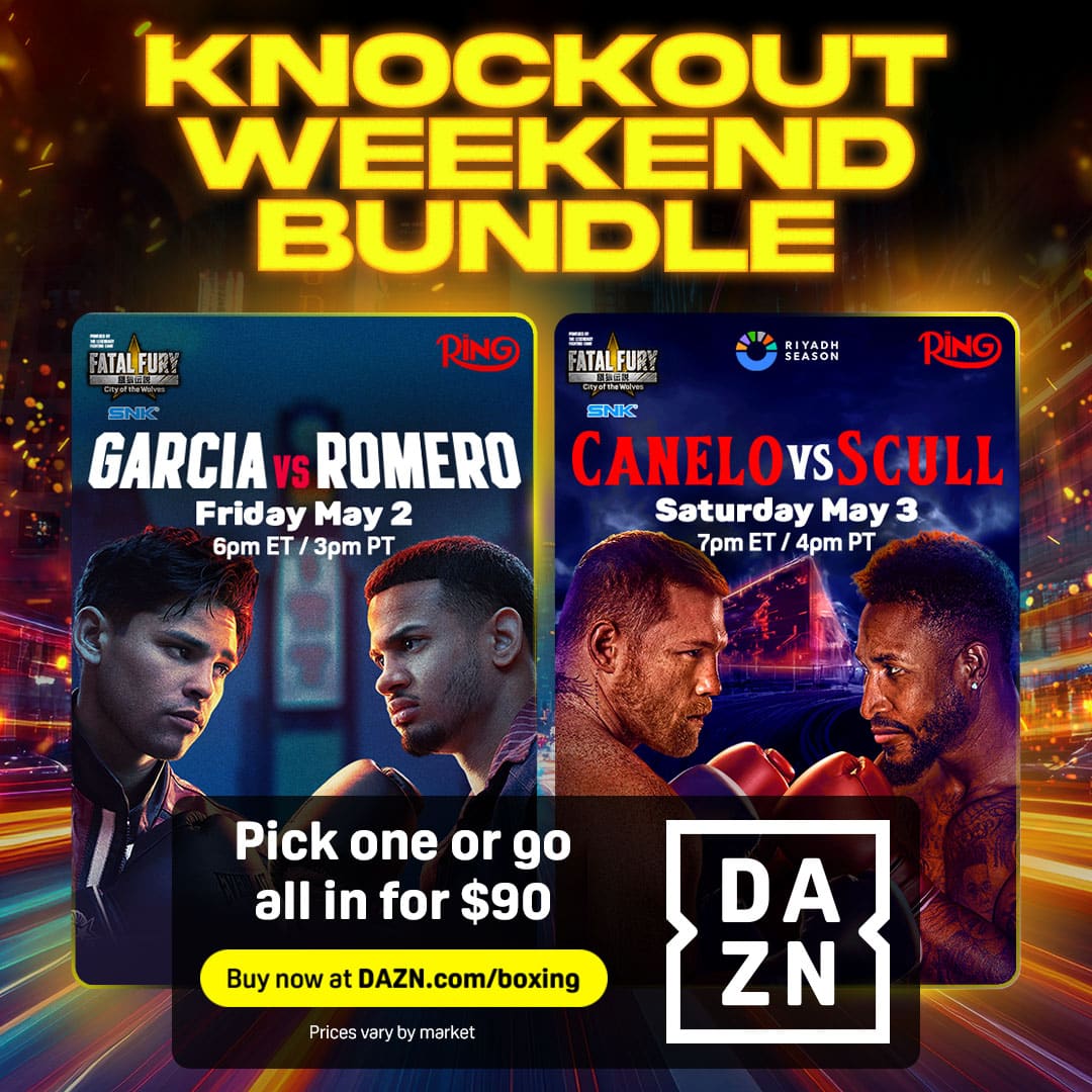 Image: DAZN Launches Knockout Weekend Bundle for Garcia vs. Romero and Canelo vs. Scull PPV Cards