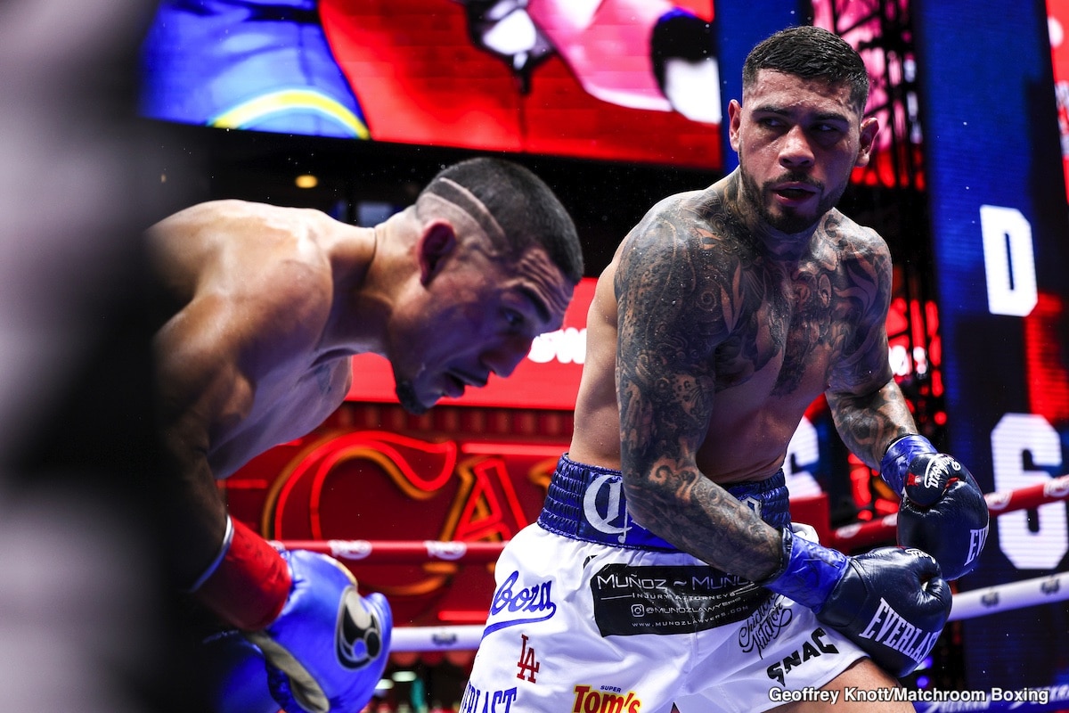 File: Box Results - Security - First Strategy: Theofimo Lopez Outpoints Arnold Barboza Jr. In light desire in domination