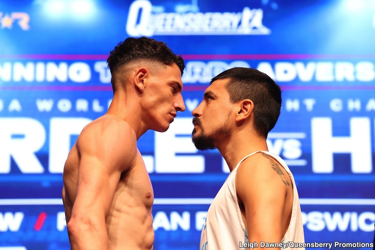 Photo: Fabio Wardley 243 vs. Justin Huni 248 - official weighing results for Dazna