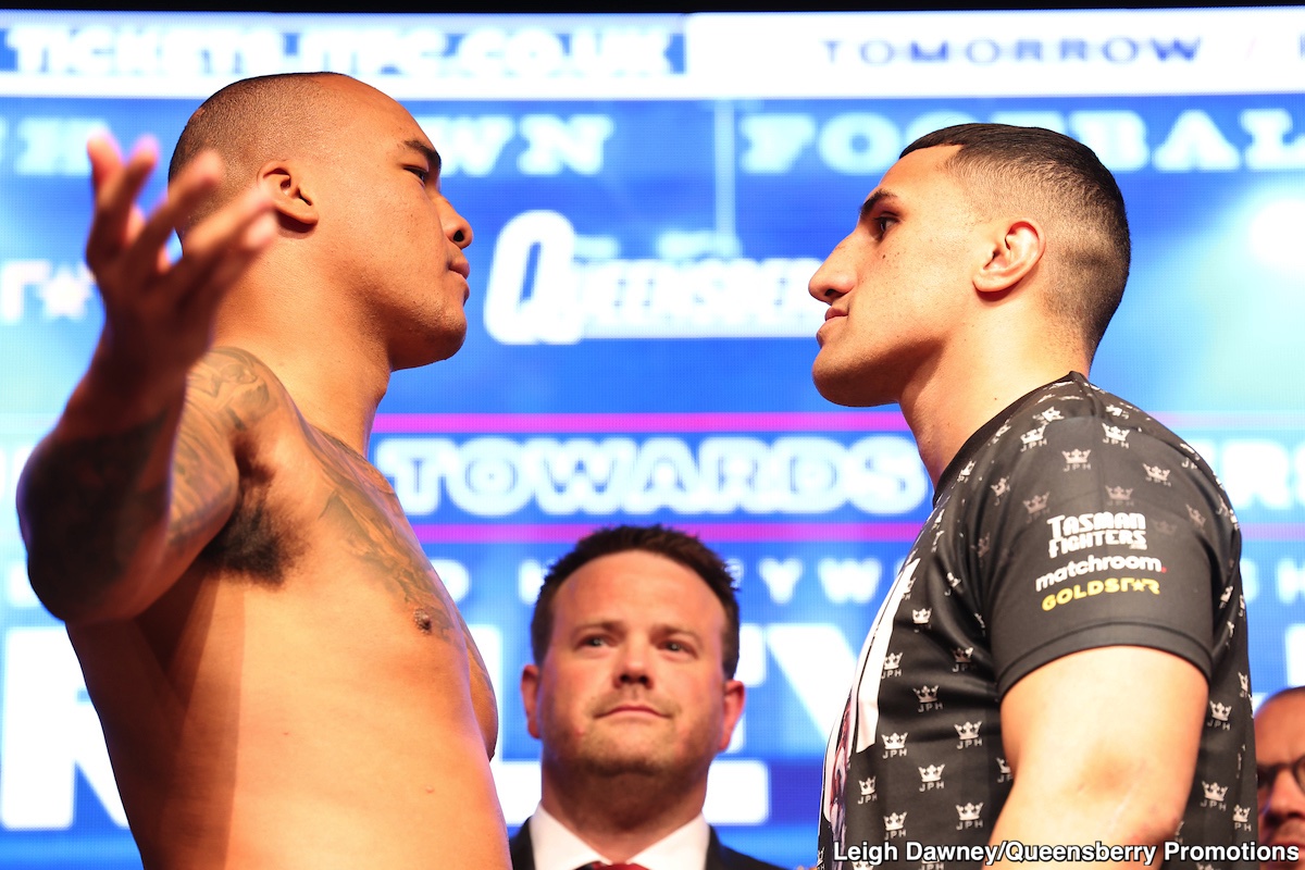 Photo: Fabio Wardley 243 vs. Justin Huni 248 - official weighing results for Dazna