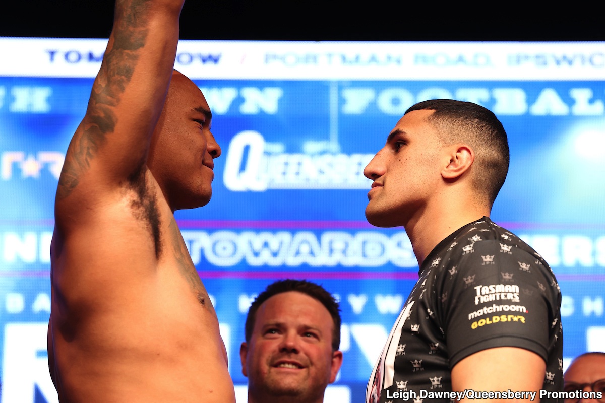 Photo: Fabio Wardley 243 vs. Justin Huni 248 - official weighing results for Dazna