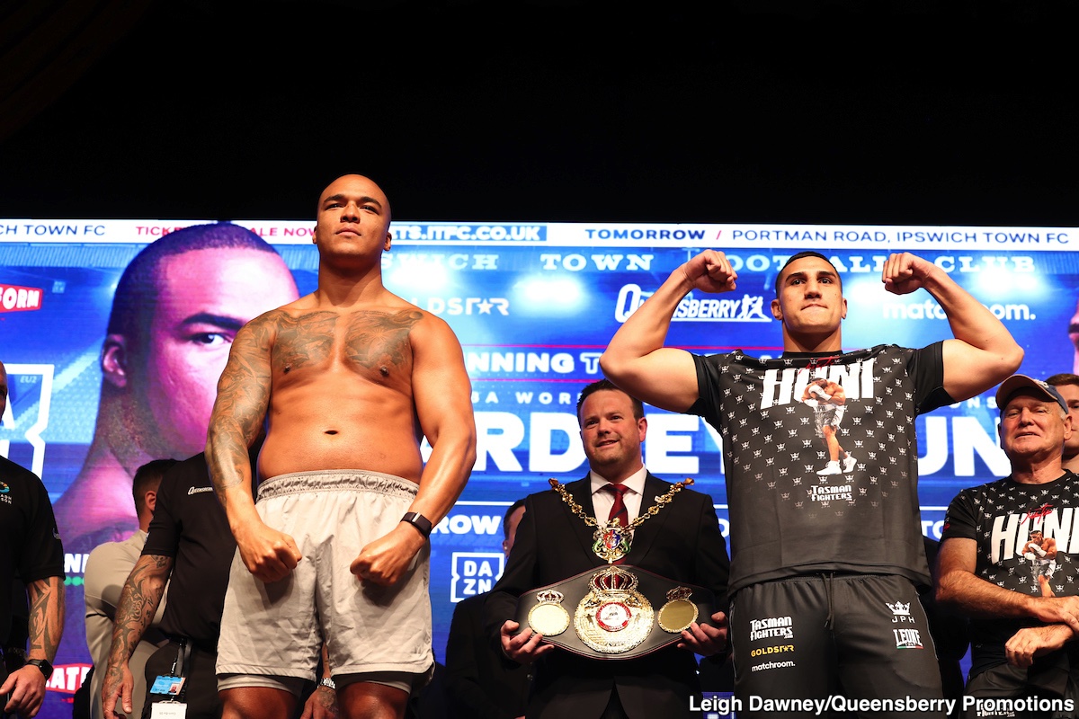 Photo: Fabio Wardley 243 vs. Justin Huni 248 - official weighing results for Dazna