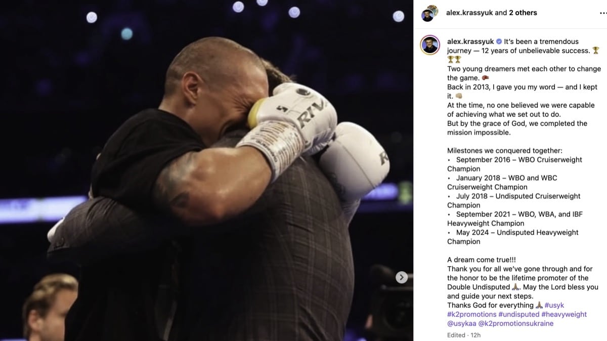 Image: Usyk Parts Ways with Krassyuk - Promoter Fallout three weeks before Dubois Showdown
