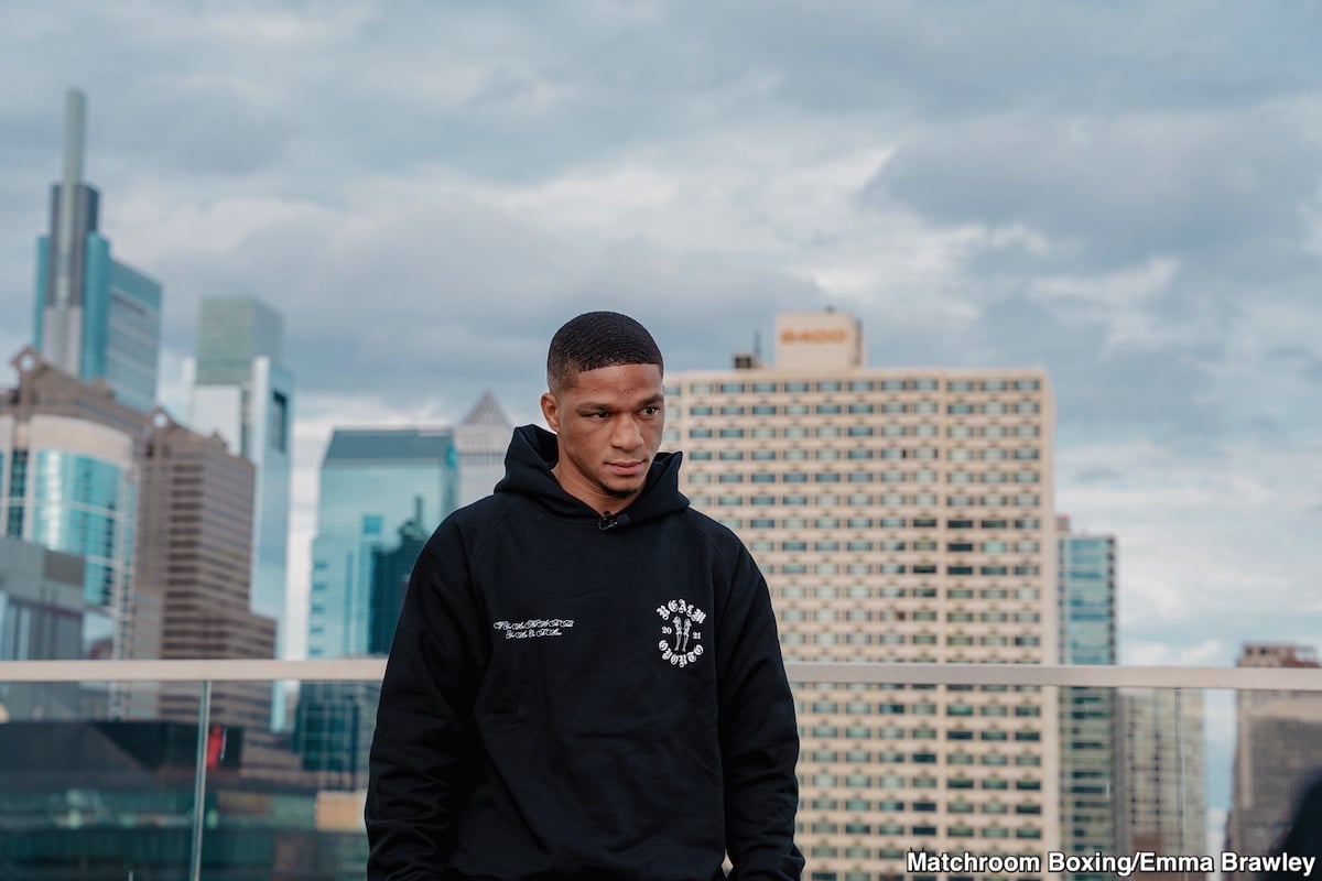 Image: A Gaunt Jaron ‘Boots’ Ennis Faces Uisma Lima Atop Philly Skyscraper Ahead of Saturday’s WBA 154-Lb Eliminator on DAZN