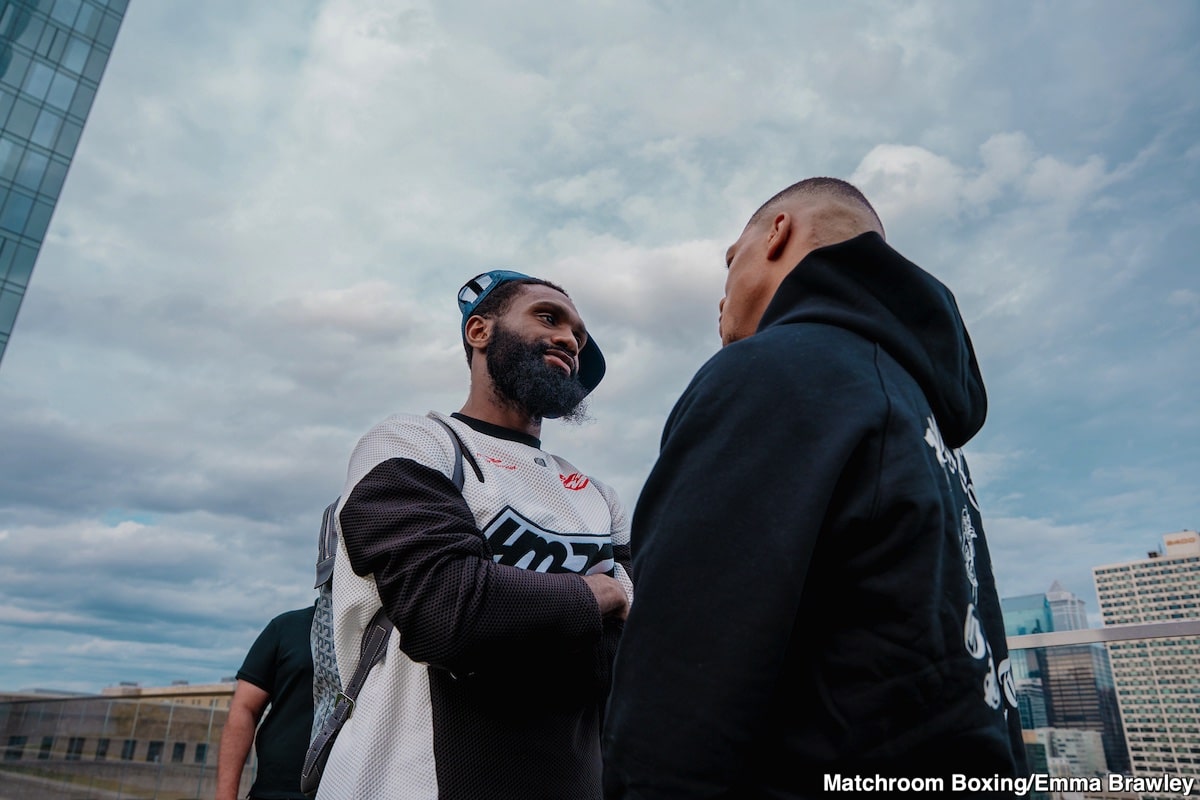 Image: A Gaunt Jaron ‘Boots’ Ennis Faces Uisma Lima Atop Philly Skyscraper Ahead of Saturday’s WBA 154-Lb Eliminator on DAZN