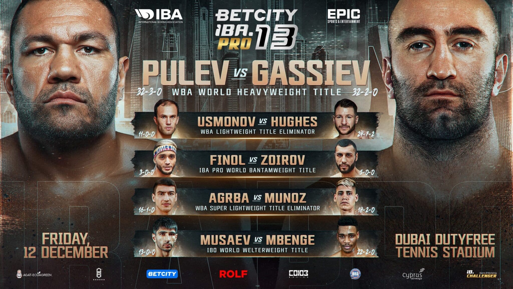 Image: Kubrat Pulev vs Murat Gassiev on December 12 in Dubai
