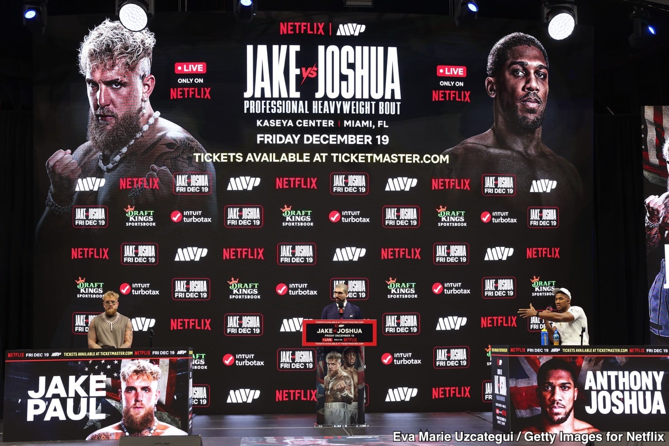 Jake Paul vs. Anthony Joshua ramping up for December 19th on Netflix.