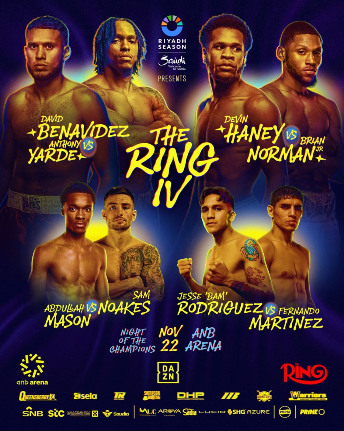 Image: Benavidez Makes Weight as Yarde Looks Ready for War; Haney–Norman Jr., Bam–Martinez, Mason–Noakes All Locked In After Ring IV Weigh-In in Riyadh