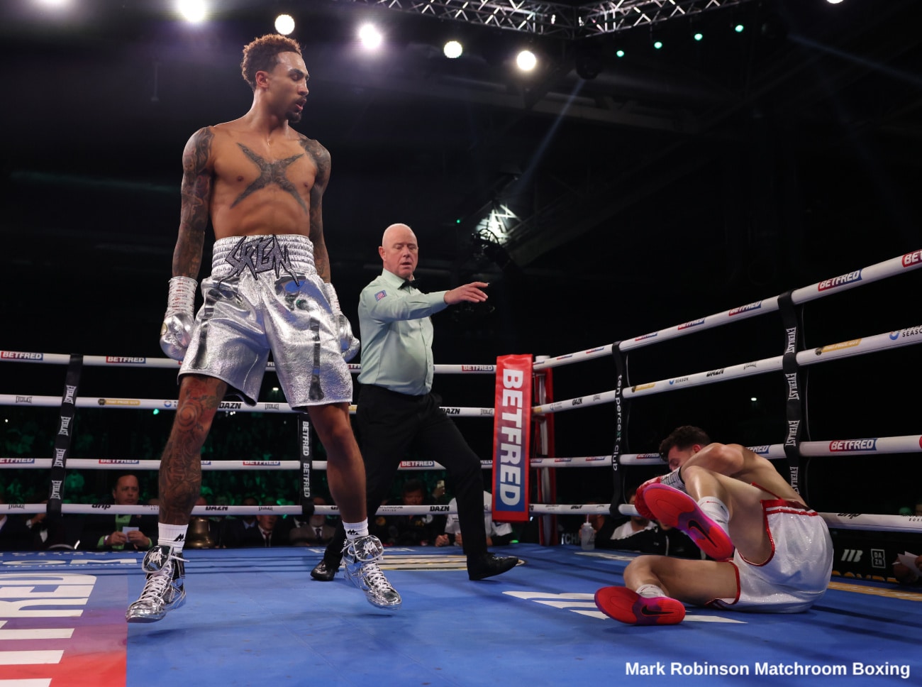 Ben Whittaker scores a first round knockout of Benjamin Gavazi